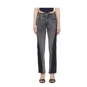 NWT Levi’s black 501 spliced jeans two-toned slim straight grunge contemporary